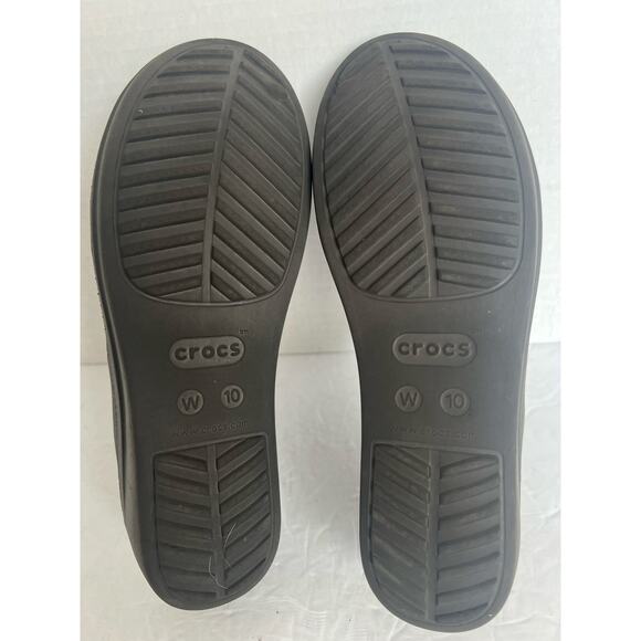 Crocs Dual Comfort Sanrah Brown Strap Wedge Slide Sandals Sz 10 - Picture 10 of 11